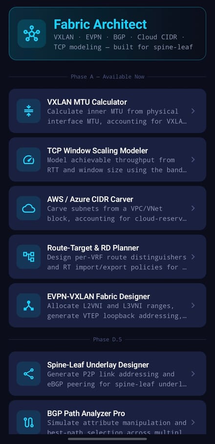 Fabric Architect engine — 9 tools